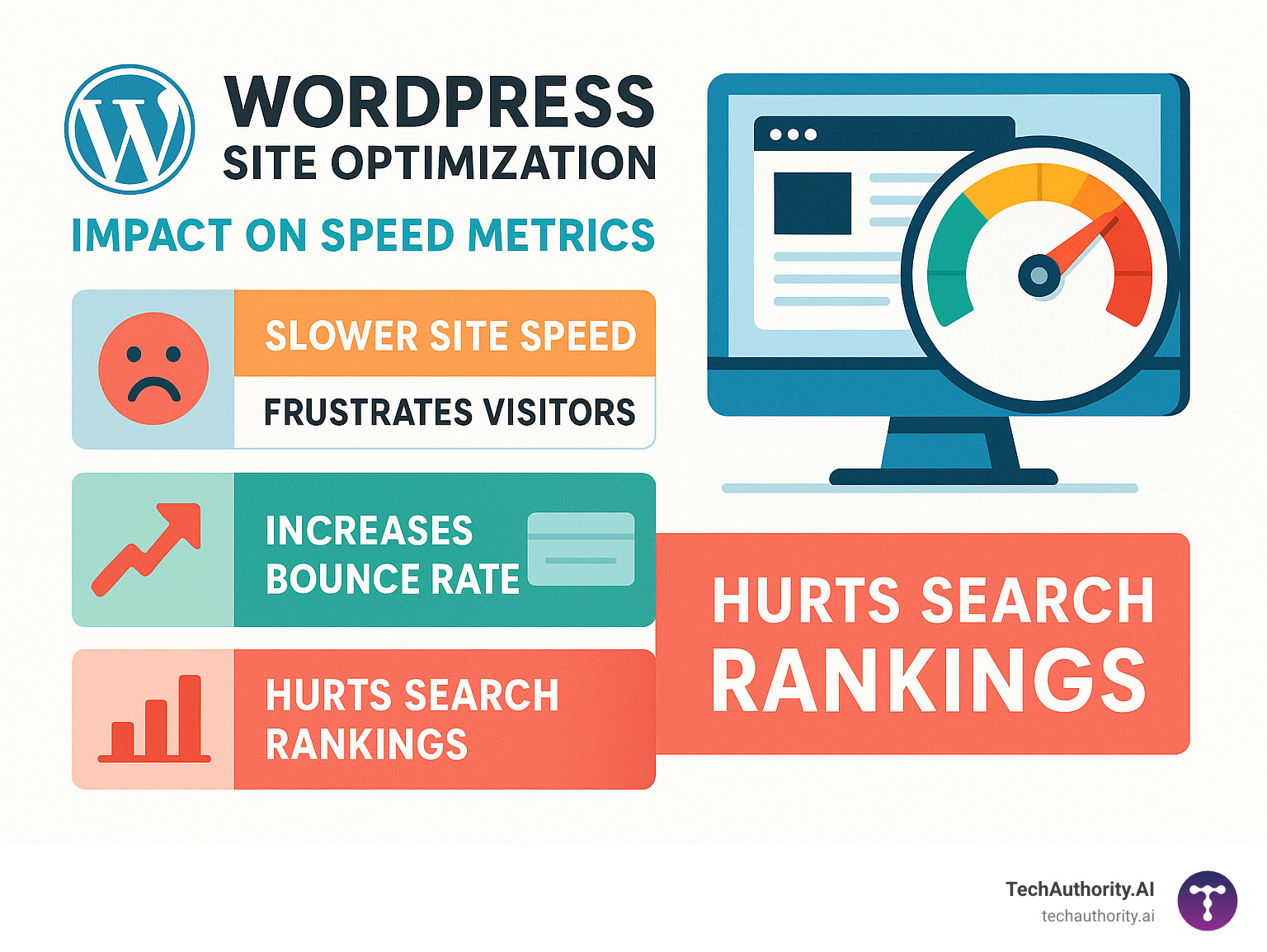 WordPress site optimization impact on speed metrics - WordPress site optimization infographic 