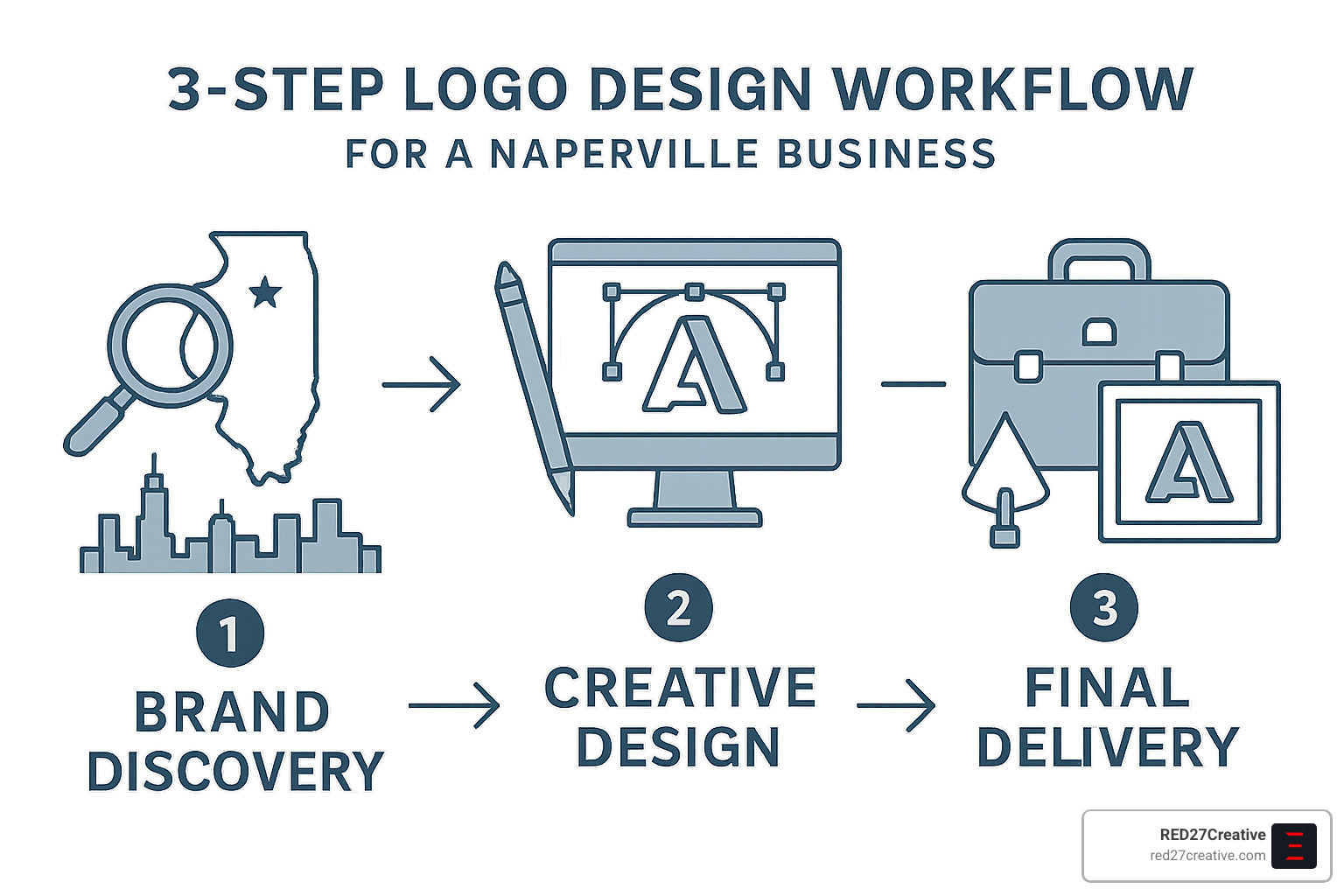 Designing Success One Logo at a Time in Naperville • naperville logo design services • RED27Creative naperville logo design services workflow - naperville logo design services