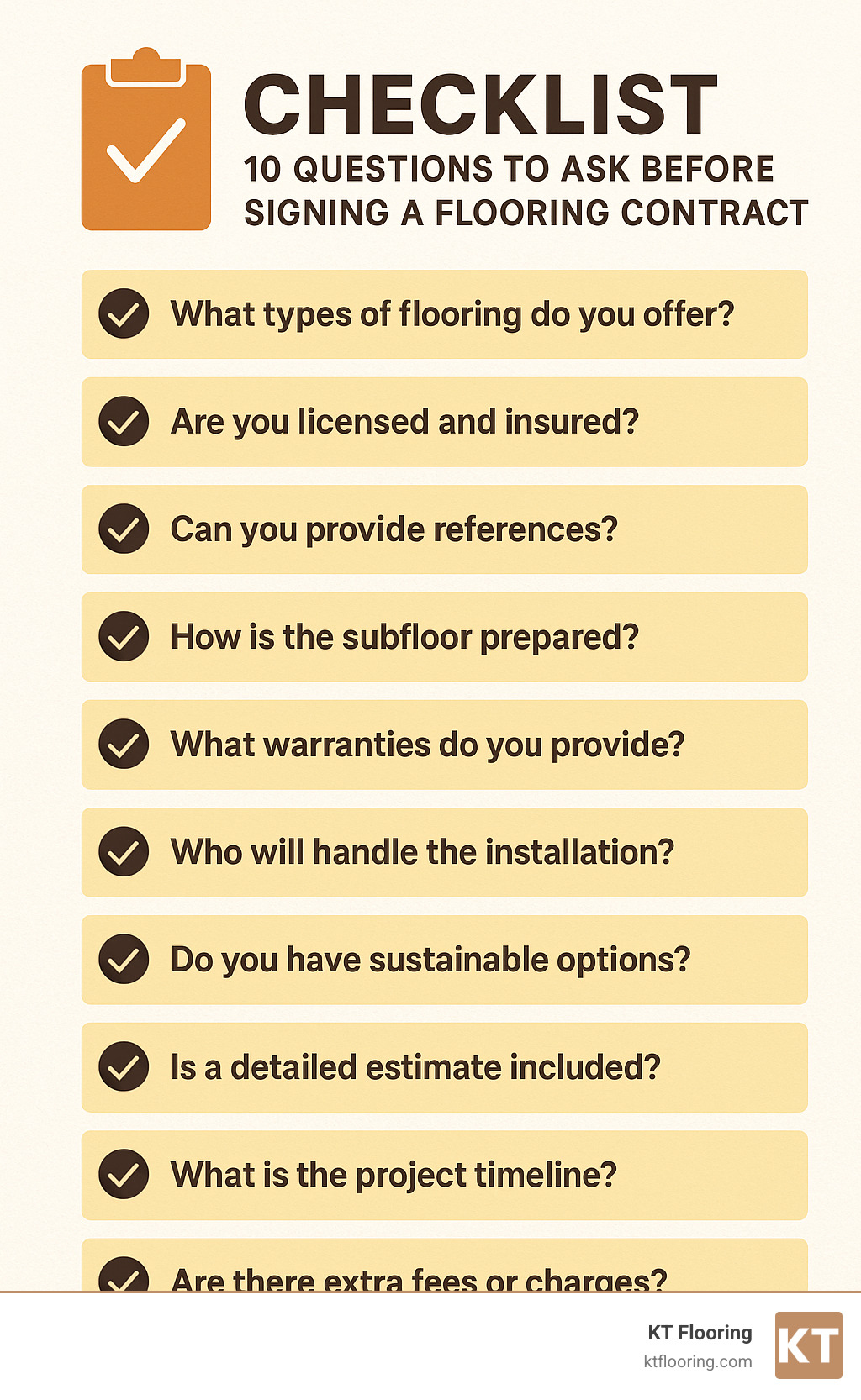 Checklist: 10 questions to ask before signing a flooring contract - flooring companies portsmouth nh infographic