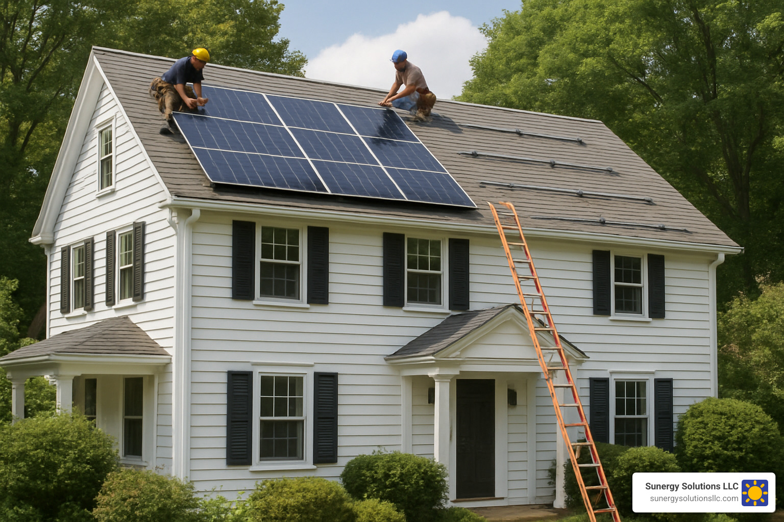 make a photo of a residential asphalt roof havign solar panels installed and make sure the home looks like a home from new england - residential solar system financing make a photo of a residential asphalt roof havign solar panels installed and make sure the home looks like a home from new england - residential solar system financing