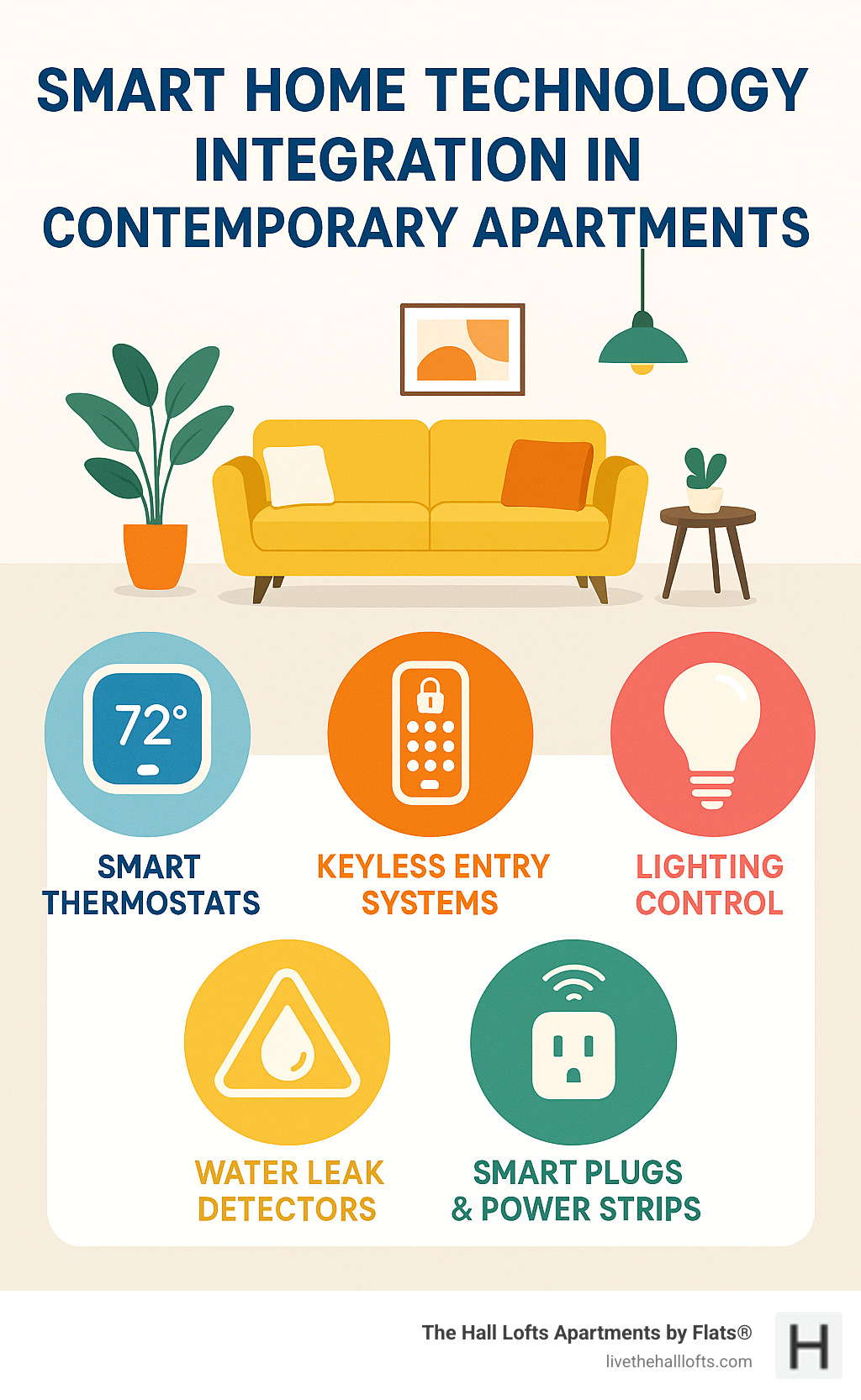 Smart home technology integration in contemporary apartments - contemporary design apartments infographic 