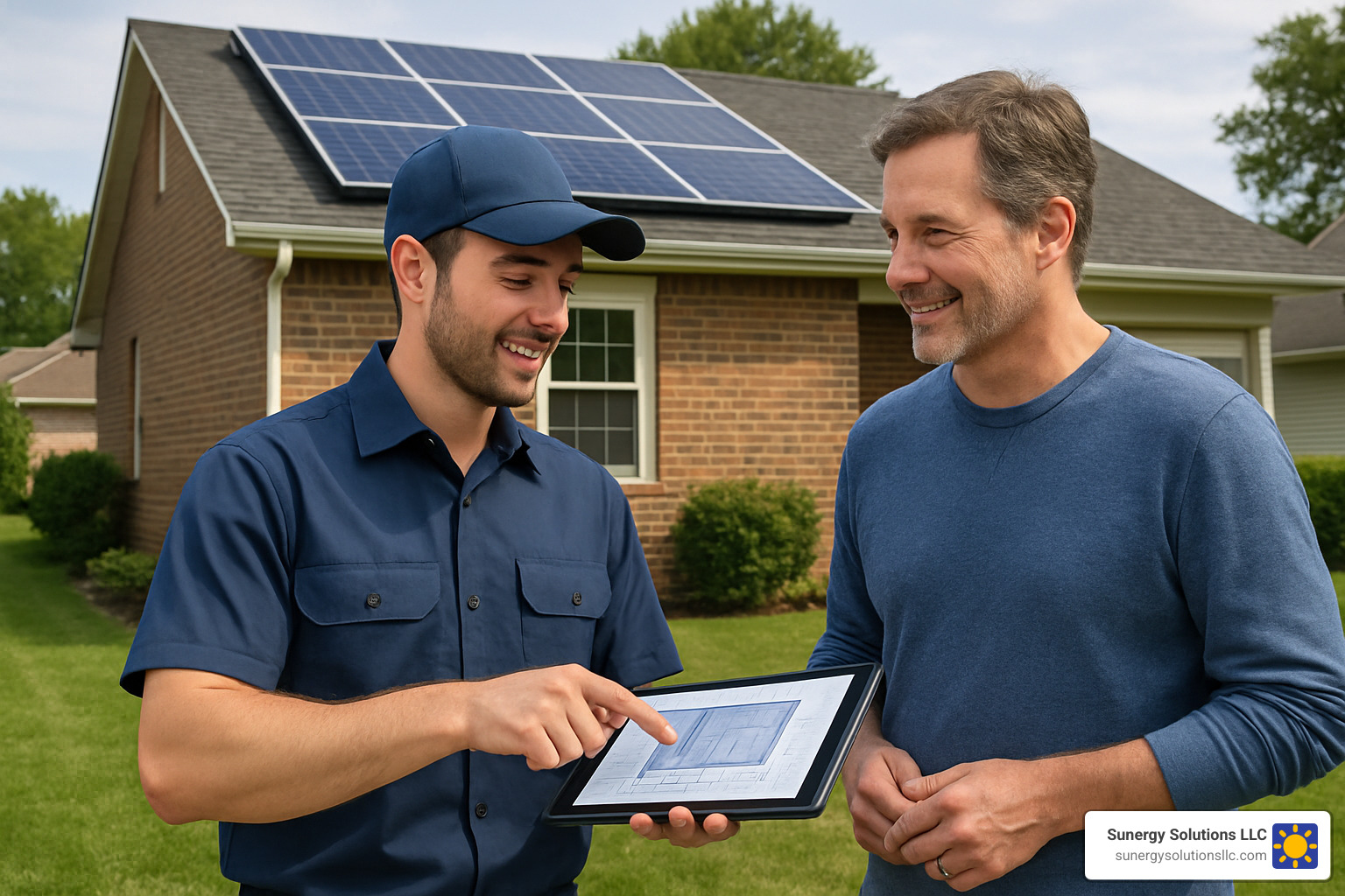 solar installer meeting with homeowner - installer solar panel gloucester