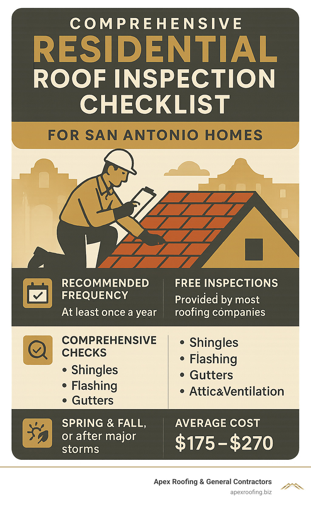 Comprehensive Residential Roof Inspection Checklist for San Antonio Homes - residential roof inspection san antonio tx infographic 