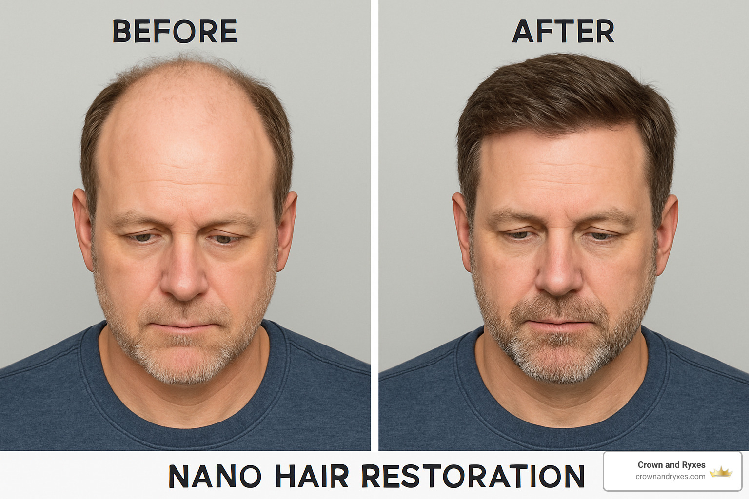 patient before and after nano hair restoration treatment - nano hair restoration solution