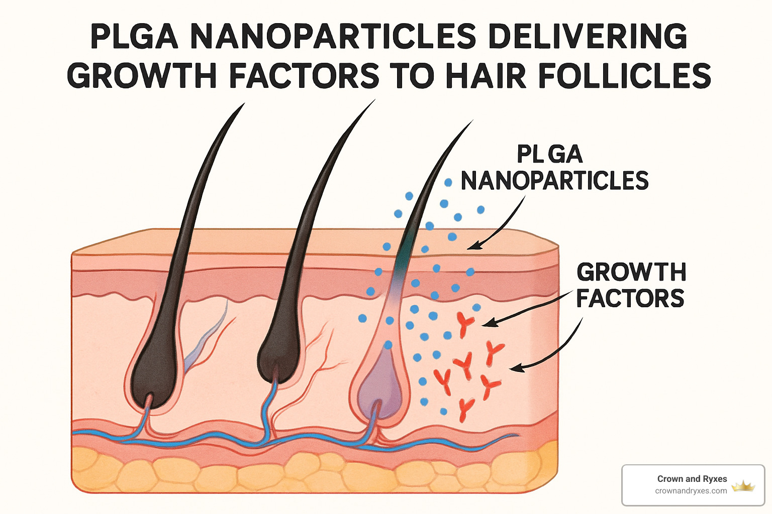 PLGA nanoparticles delivering growth factors to hair follicles - nano hair restoration solution