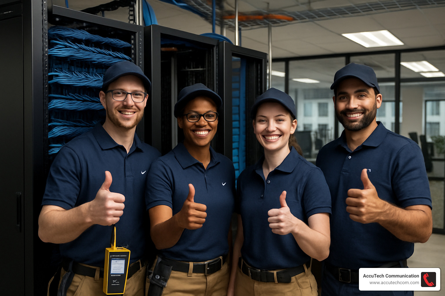 successful network cabling team completing installation - Network Cabling Companies successful network cabling team completing installation - Network Cabling Companies