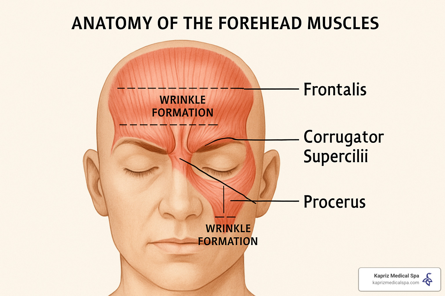 forehead muscle anatomy and wrinkle formation - how many units of botox are used for forehead