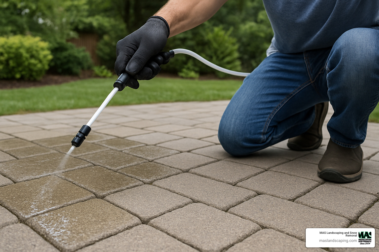 paver sealing application - backyard hardscape design