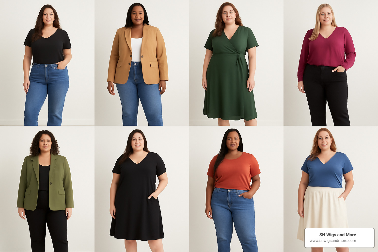 plus size fashion wardrobe mix and match grid - plus size fashion