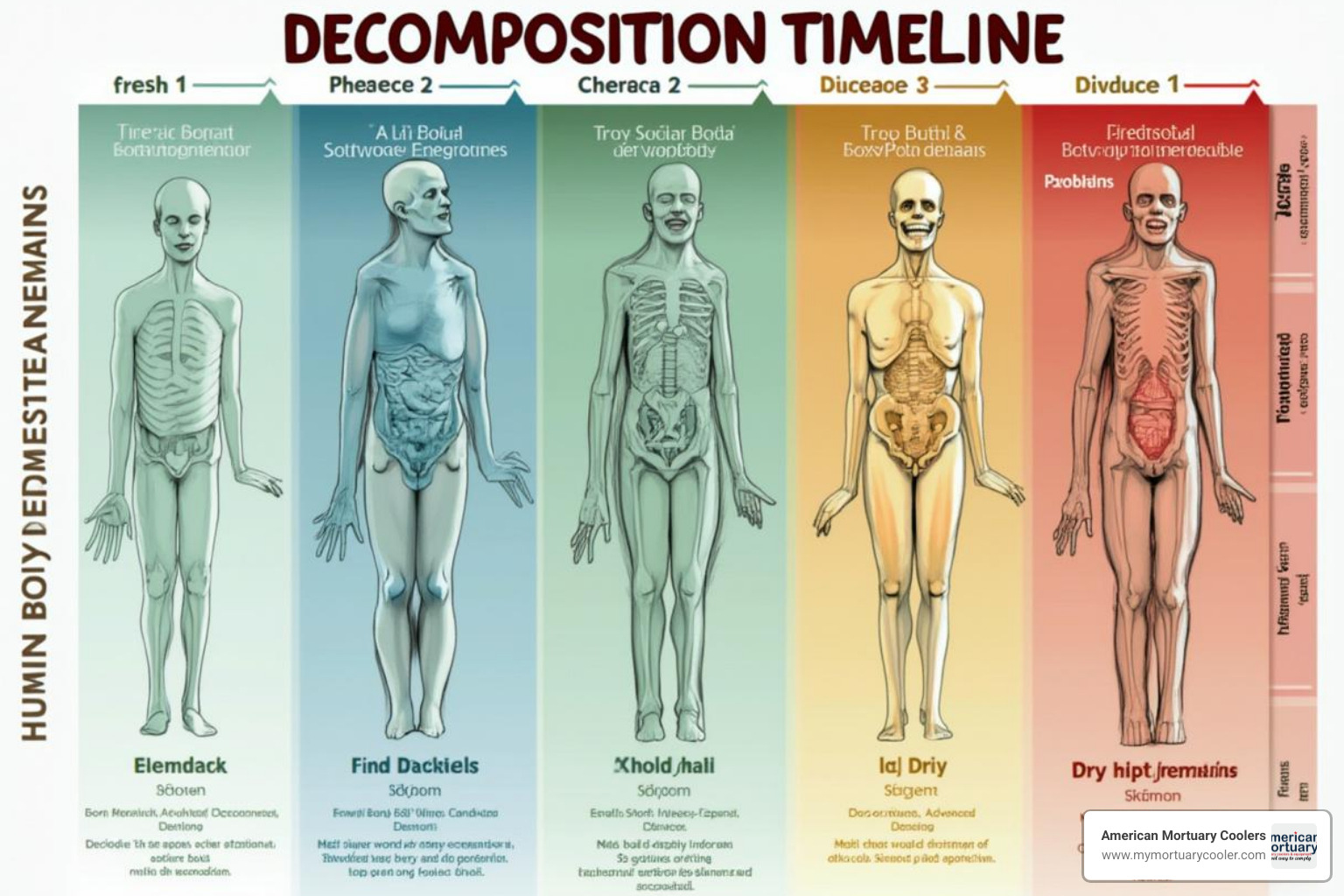 decomposition timeline chart - body purge morgue refrigerator