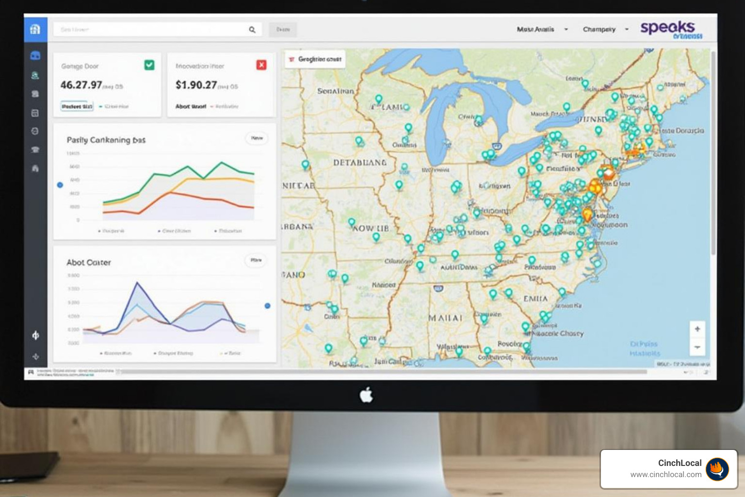 Google Maps ranking tracking dashboard for garage door company - google maps seo for garage door companies