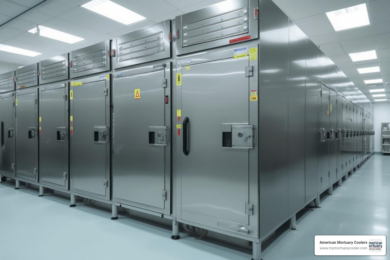 high-capacity morgue cooler with multiple compartments - body purge morgue refrigerator