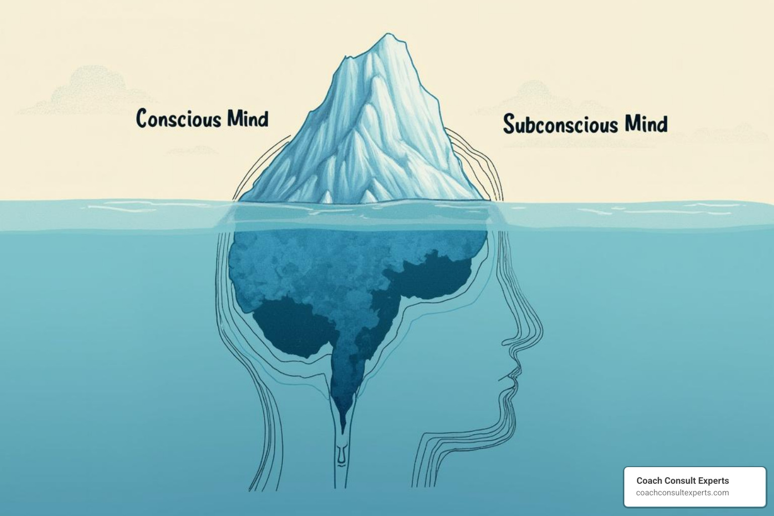 brain iceberg showing conscious and subconscious mind - subconscious change