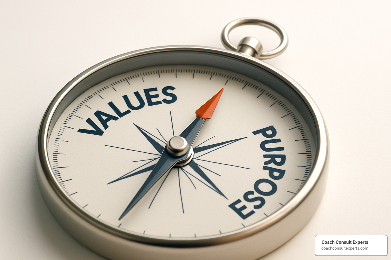 Compass pointing to values and purpose - intentional life coaching