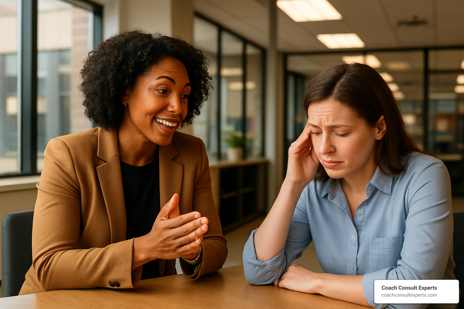 person overcoming self-doubt with a coach - confident coach