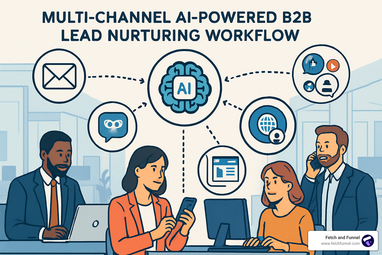 Multi-channel AI lead nurturing workflow - ai for b2b lead nurturing