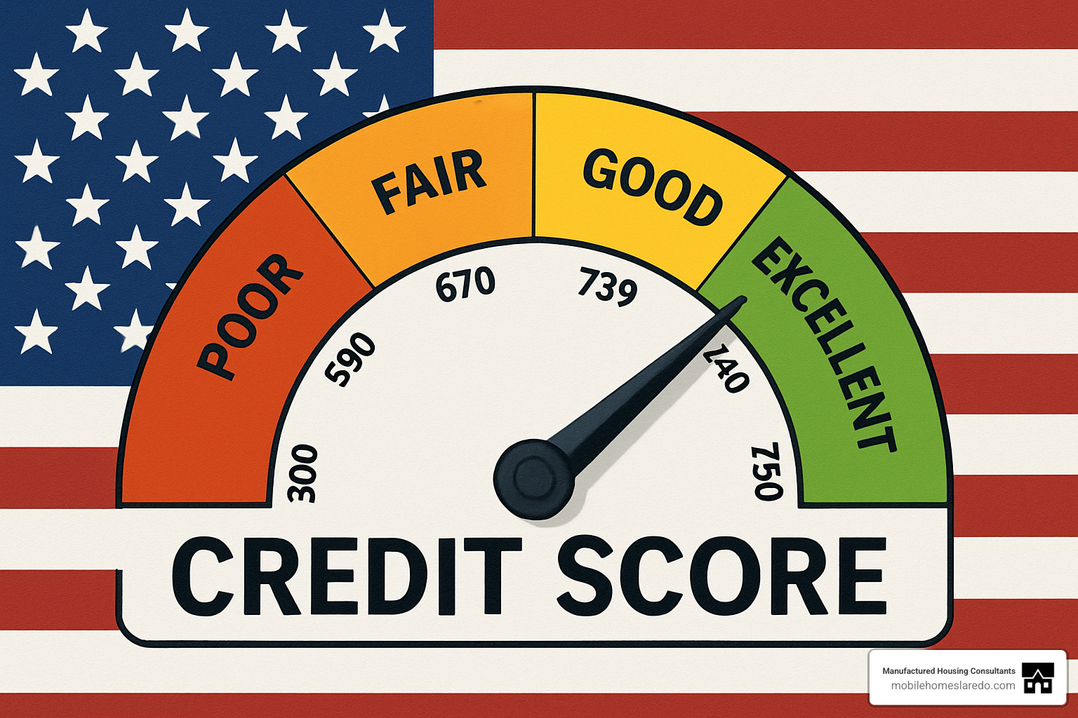 Credit score meter showing ranges from poor to excellent - single wide financing Credit score meter showing ranges from poor to excellent - single wide financing