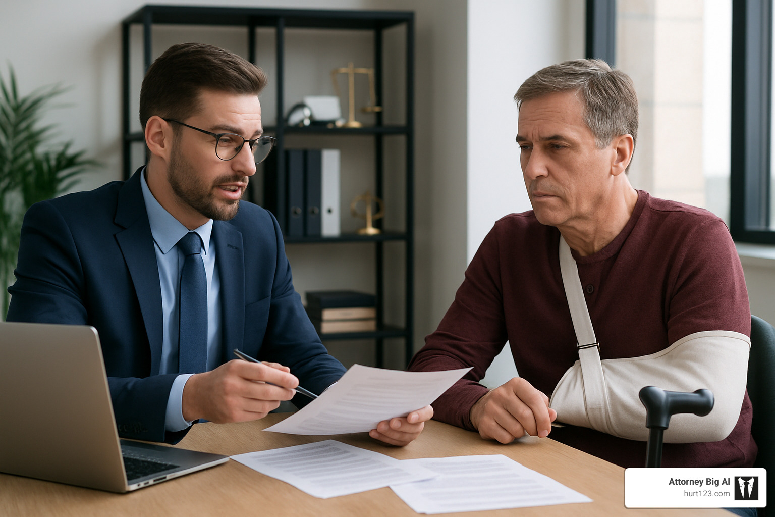 Settlement meeting between lawyer and truck accident victim - lawyer for trucking accidents