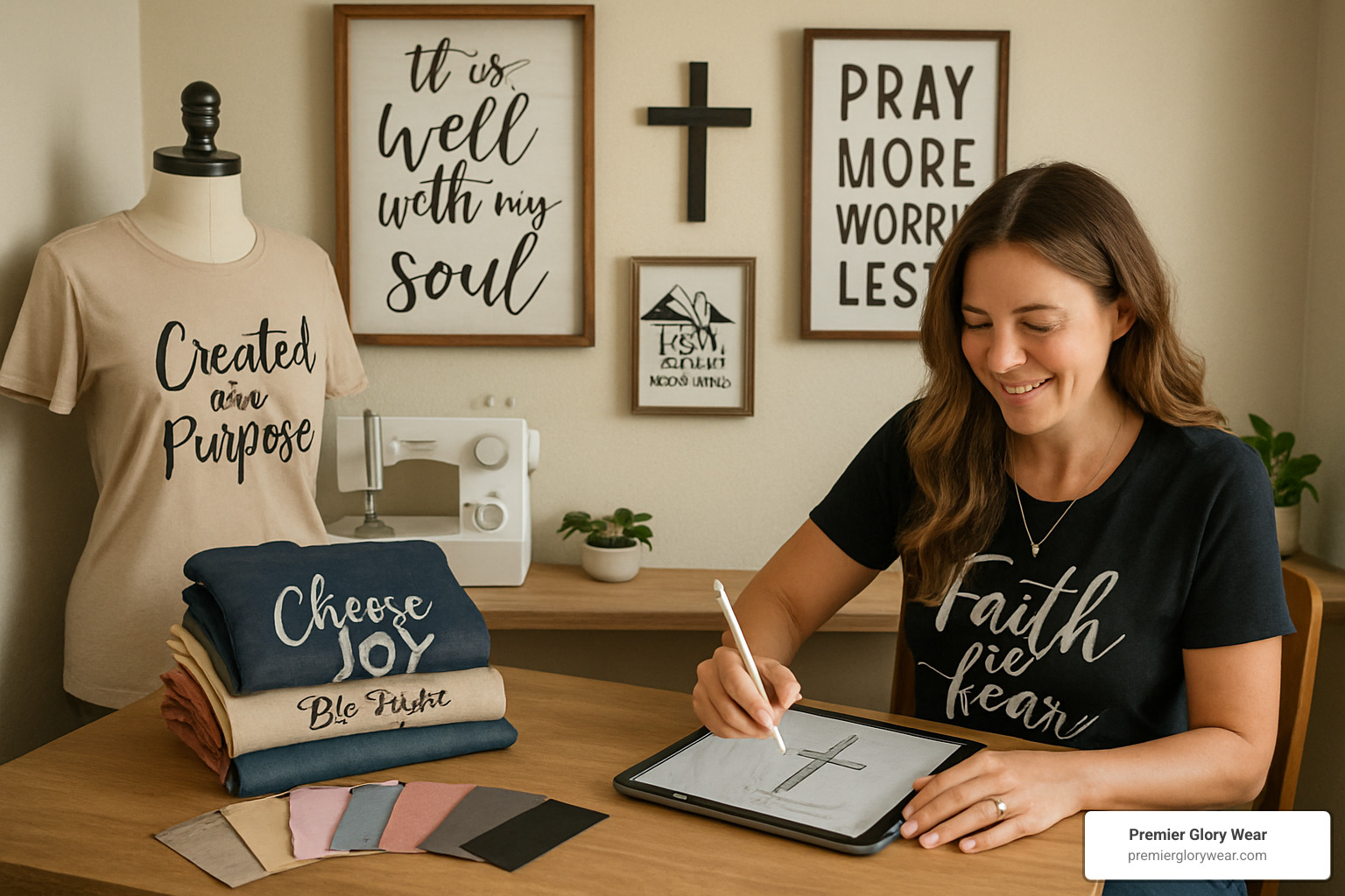 Christian mom entrepreneur designing faith-based apparel - Christian Mom Apparel