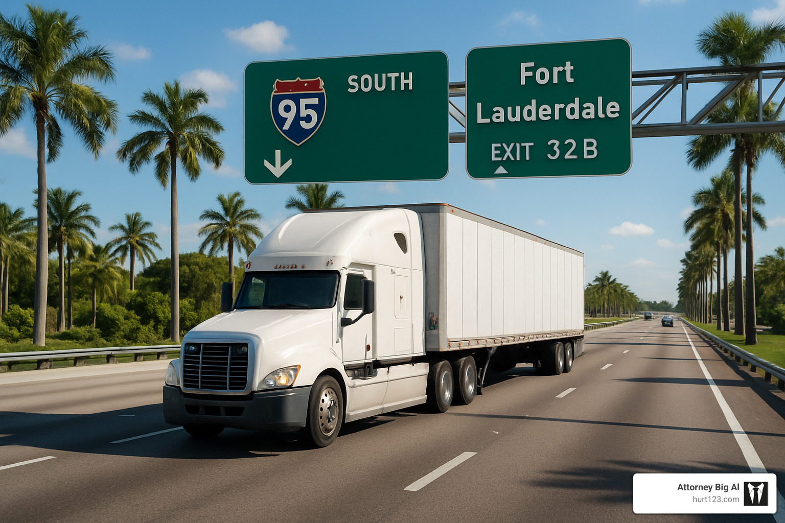 18-wheeler truck on I-95 in Fort Lauderdale - lawyer for trucking accidents