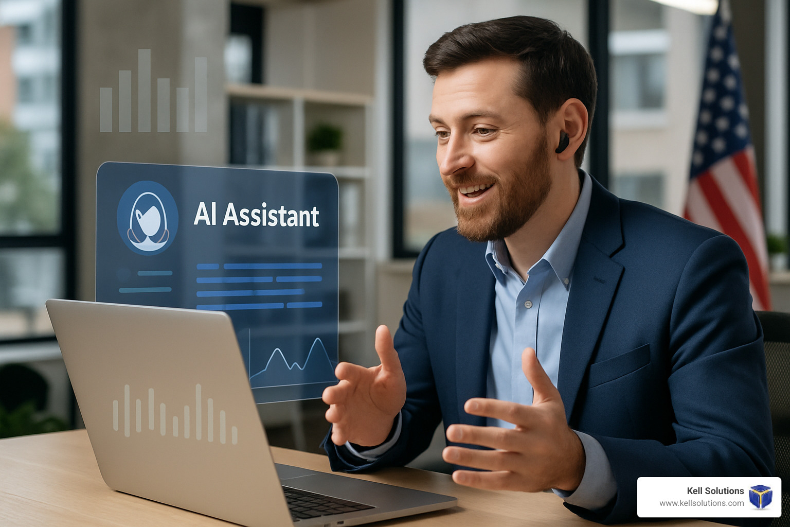 Sales rep using AI assistant during video call - AI for sales calls
