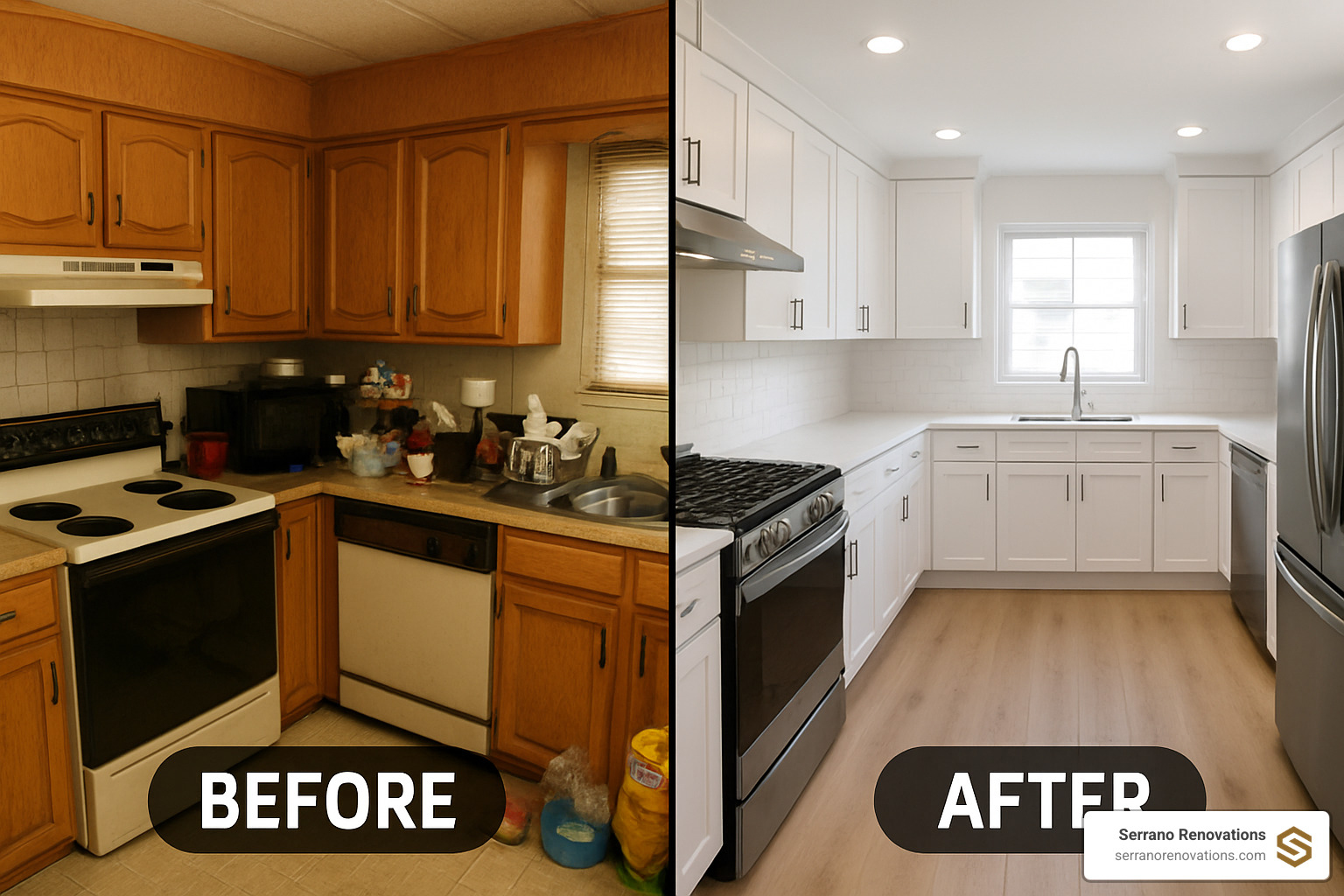 before and after kitchen renovation - property renovation near me