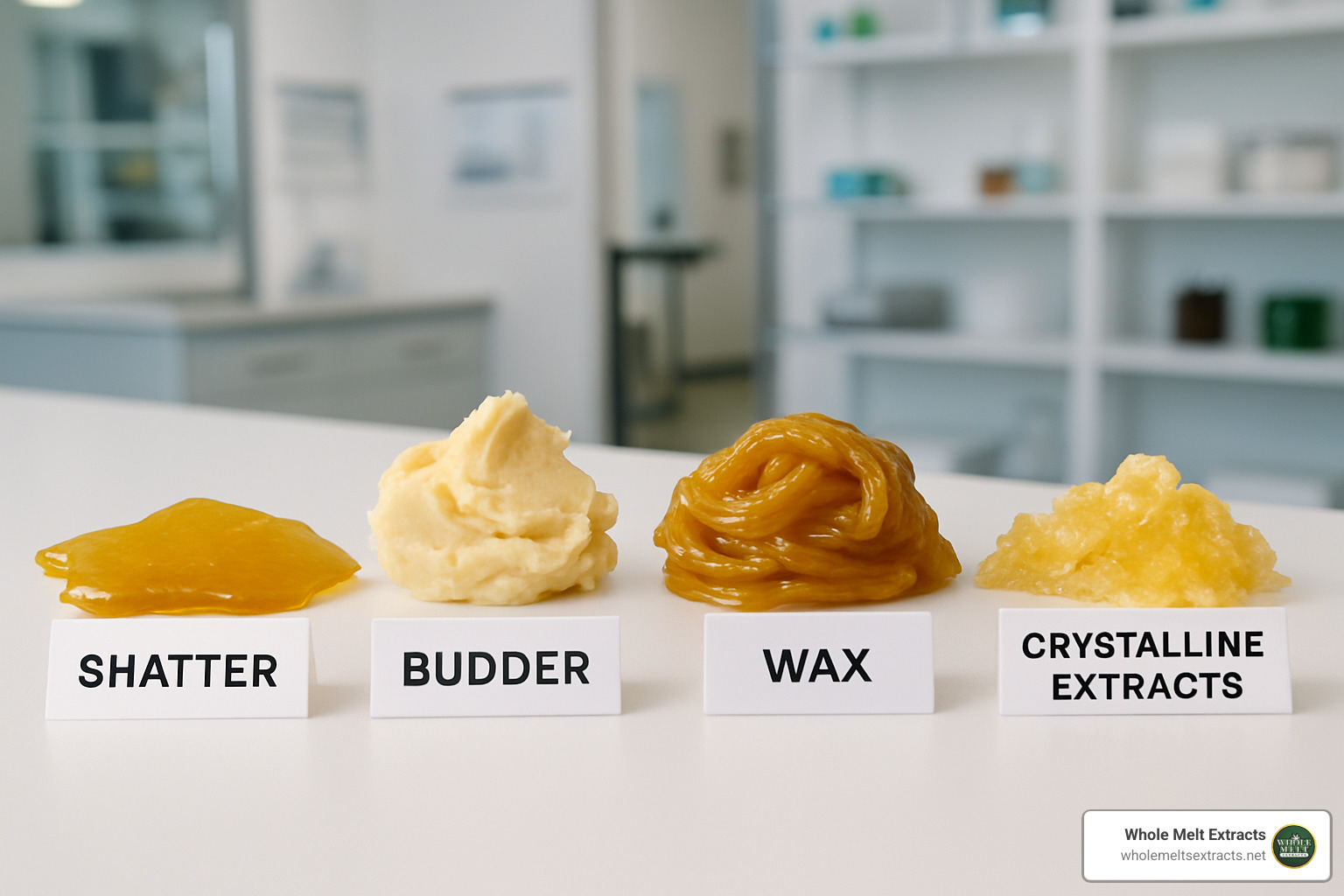 different cannabis concentrate textures and colors - weed concentrate