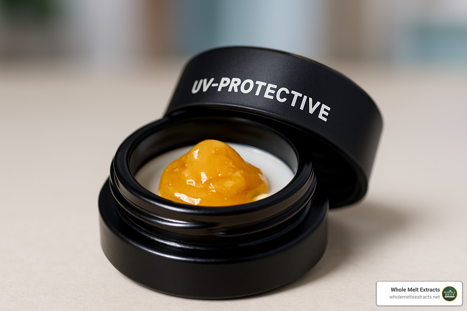 rosin in UV-safe glass container - flavorful cannabis rosin