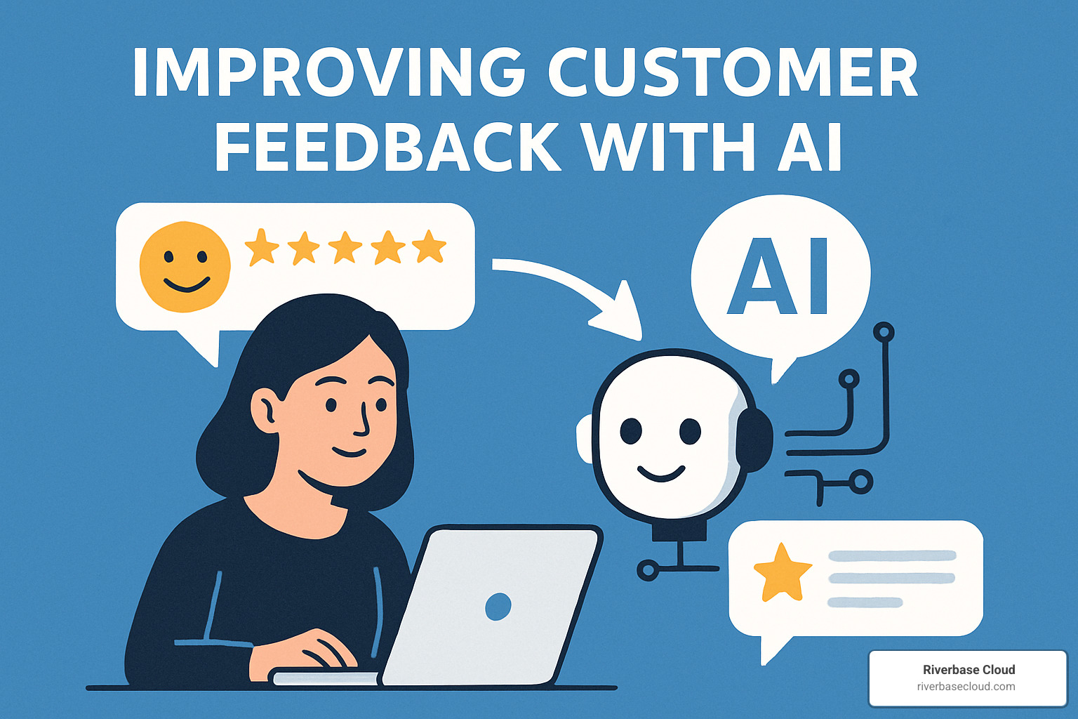 Small business owner analyzing customer feedback with AI tools - Improving customer feedback with AI
