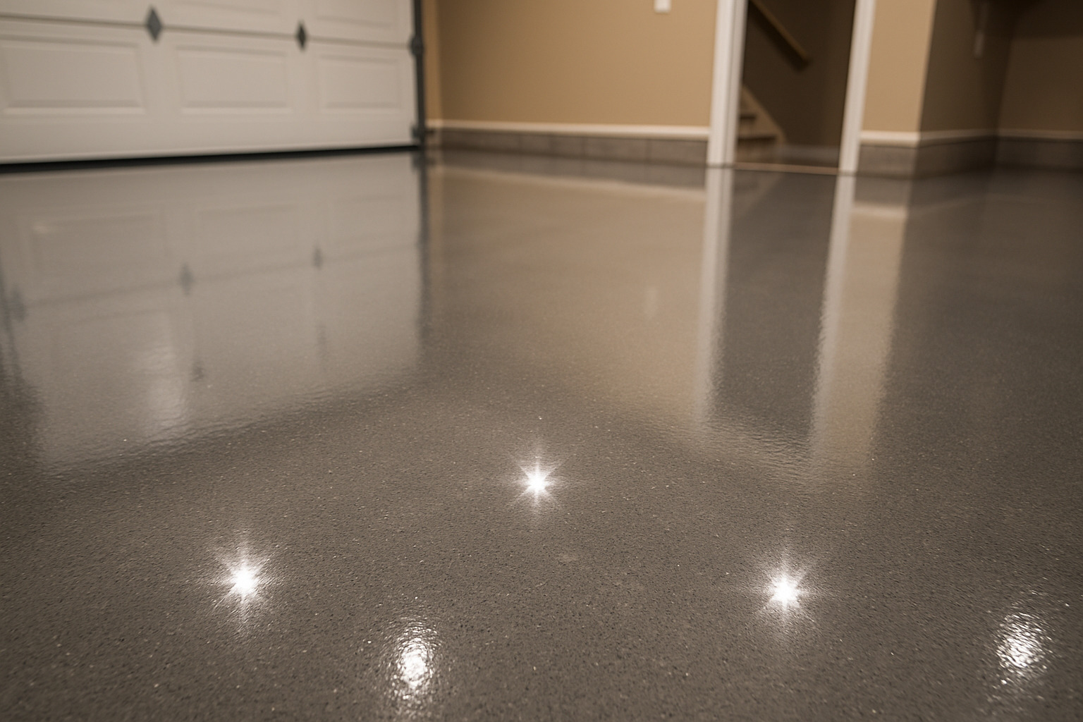 starry reflection on finished floor - best Denver floor coating service