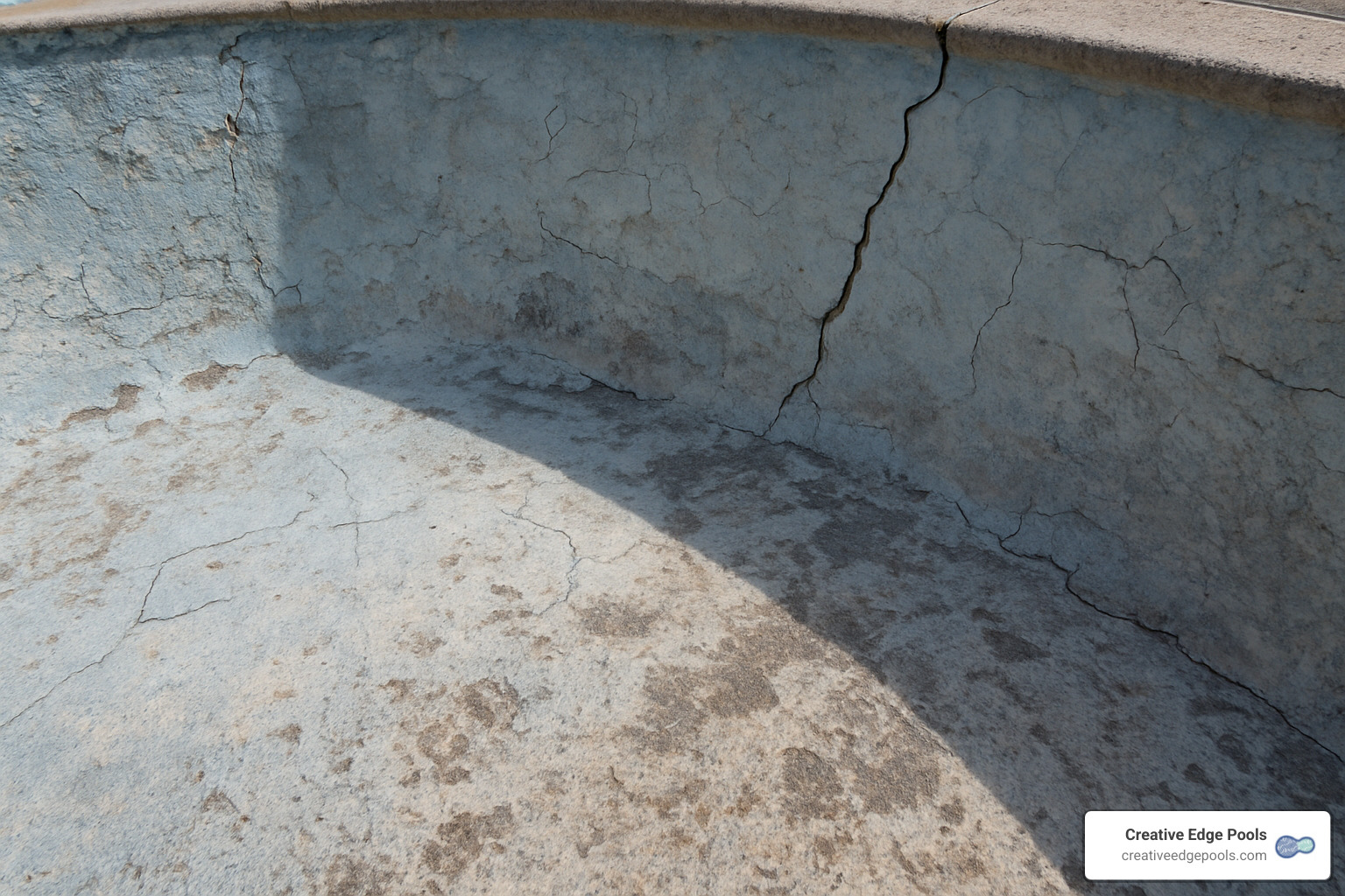 aging gunite pool showing surface deterioration - resurface gunite pool options