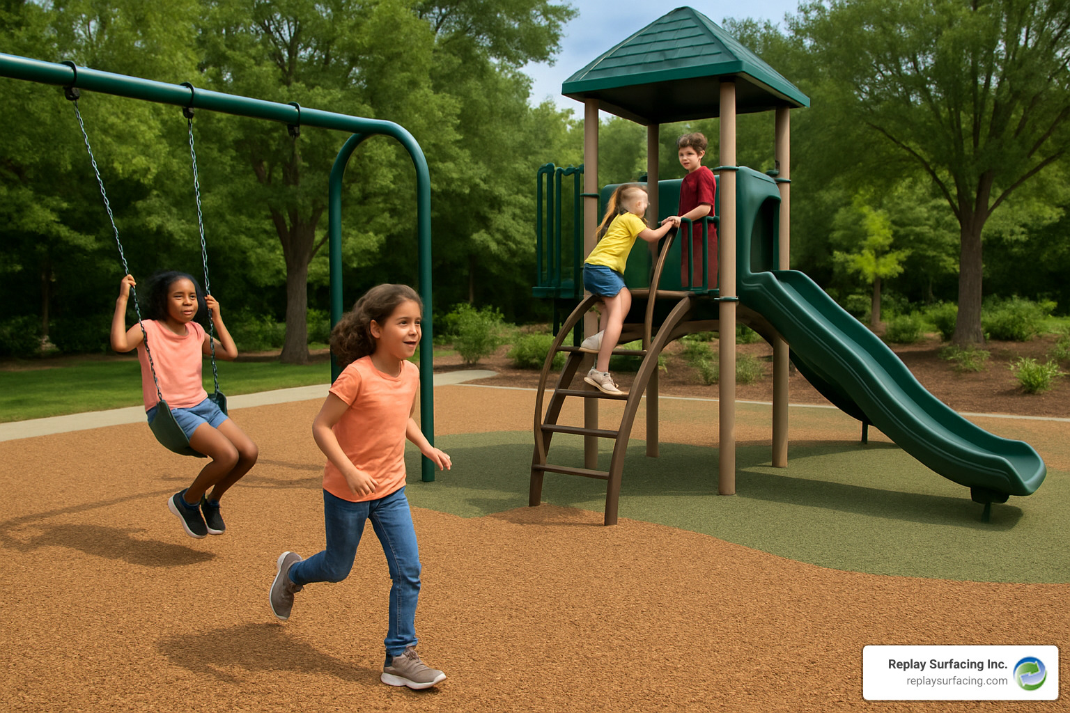 earth-tone rubber mulch playground surface - resin bound rubber mulch