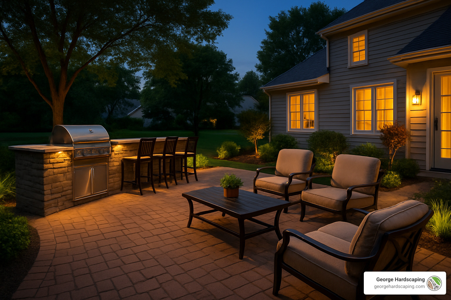 brick patio with outdoor kitchen - brick patio contractors
