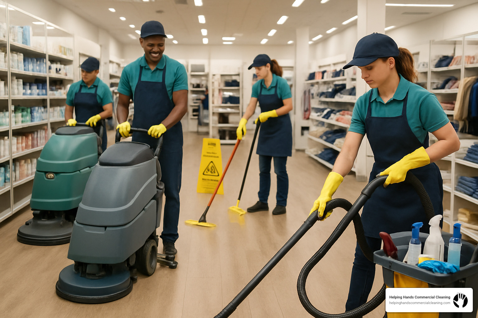 professional cleaning crew in retail store - cleaning retail stores