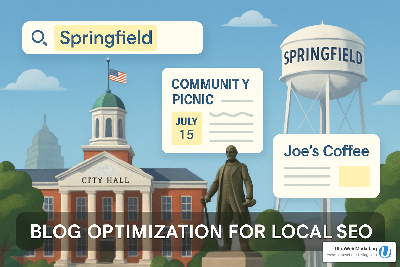 Blog content optimized for local SEO with city names, local landmarks, and community references - local seo in blogs 2024