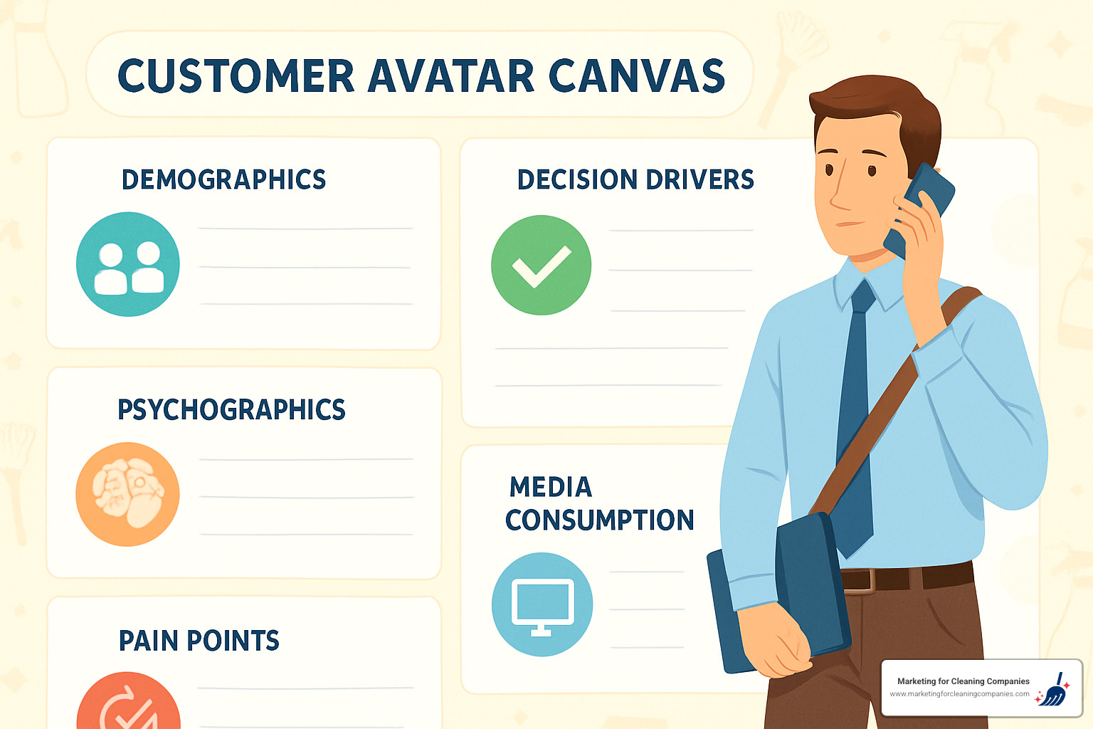 customer avatar canvas for cleaning business - cleaning service marketing plan