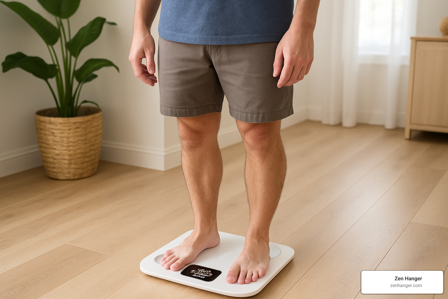 Person using bioelectrical impedance scale to measure body composition - how to measure gains