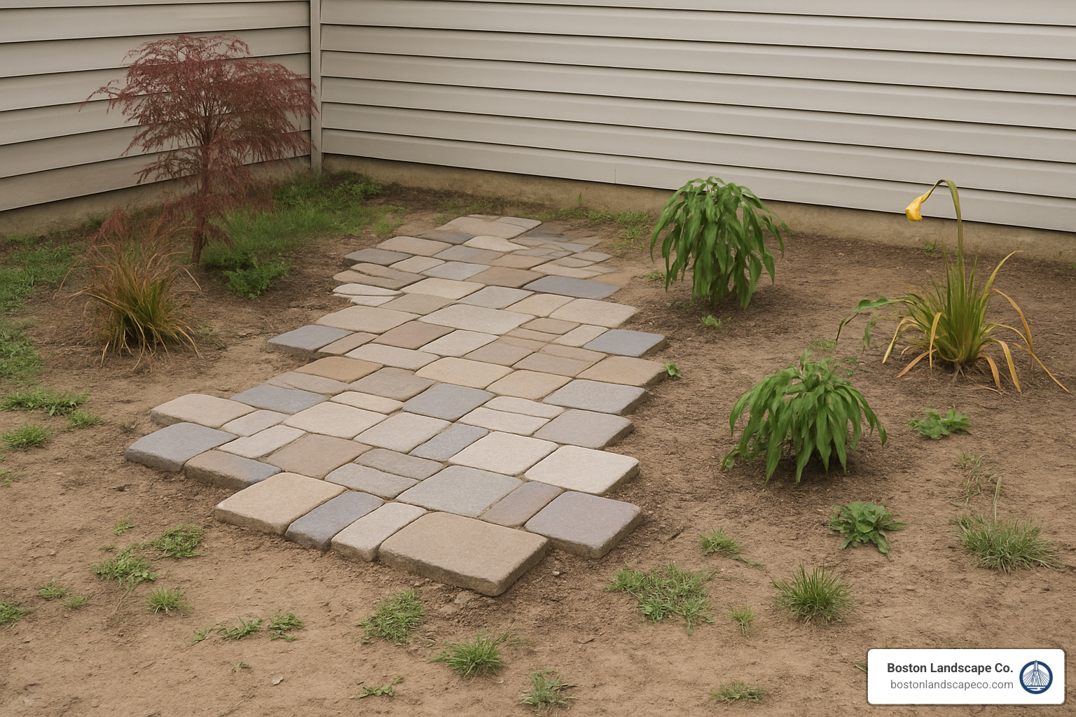 Failed DIY landscaping project showing improper installation and plant selection - landscaping contractor