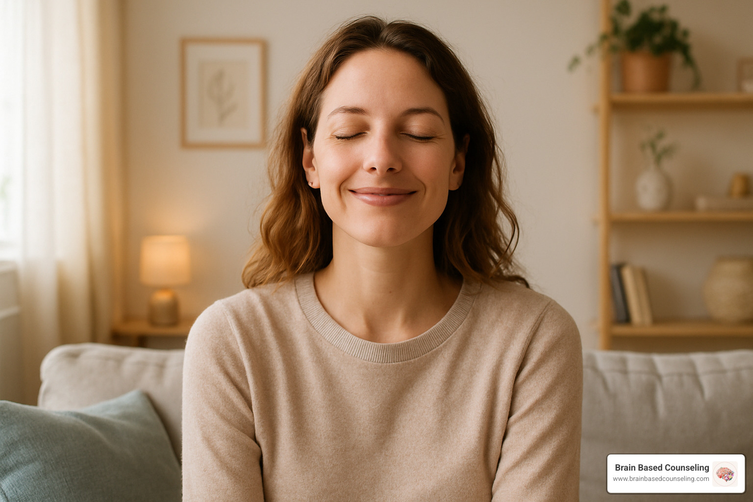 woman experiencing peace after stress relief counseling - stress relief counseling