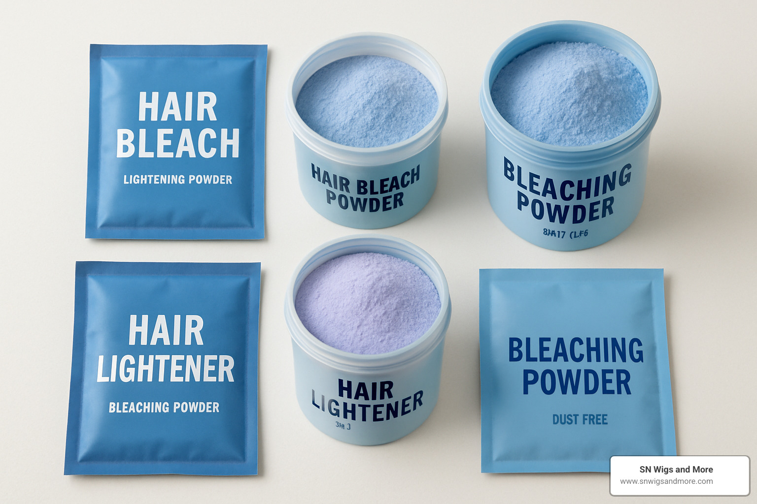 Assortment of blue hair bleach products - blue hair bleach