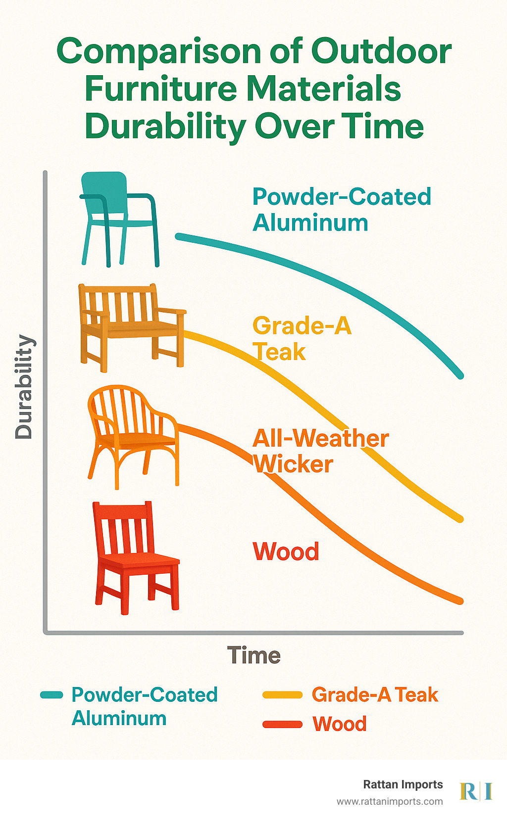 comparison of outdoor furniture materials durability over time - premium outdoor furniture infographic 