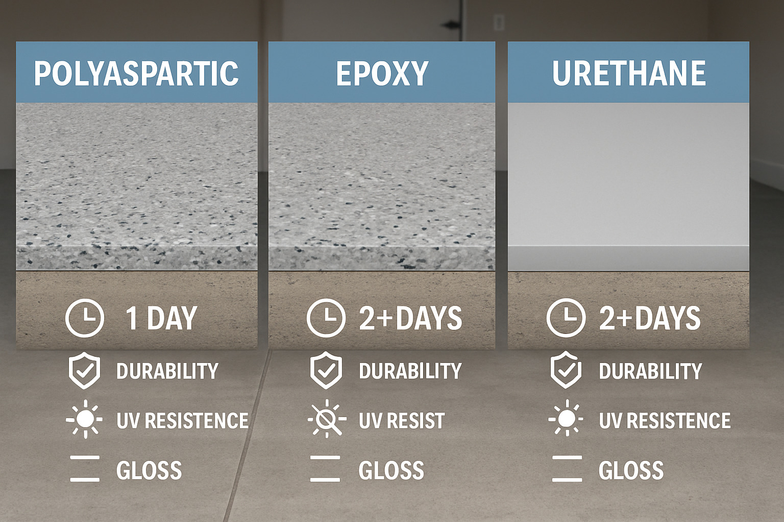comparison of floor coatings - polyaspartic coatings for garage floors comparison of floor coatings - polyaspartic coatings for garage floors