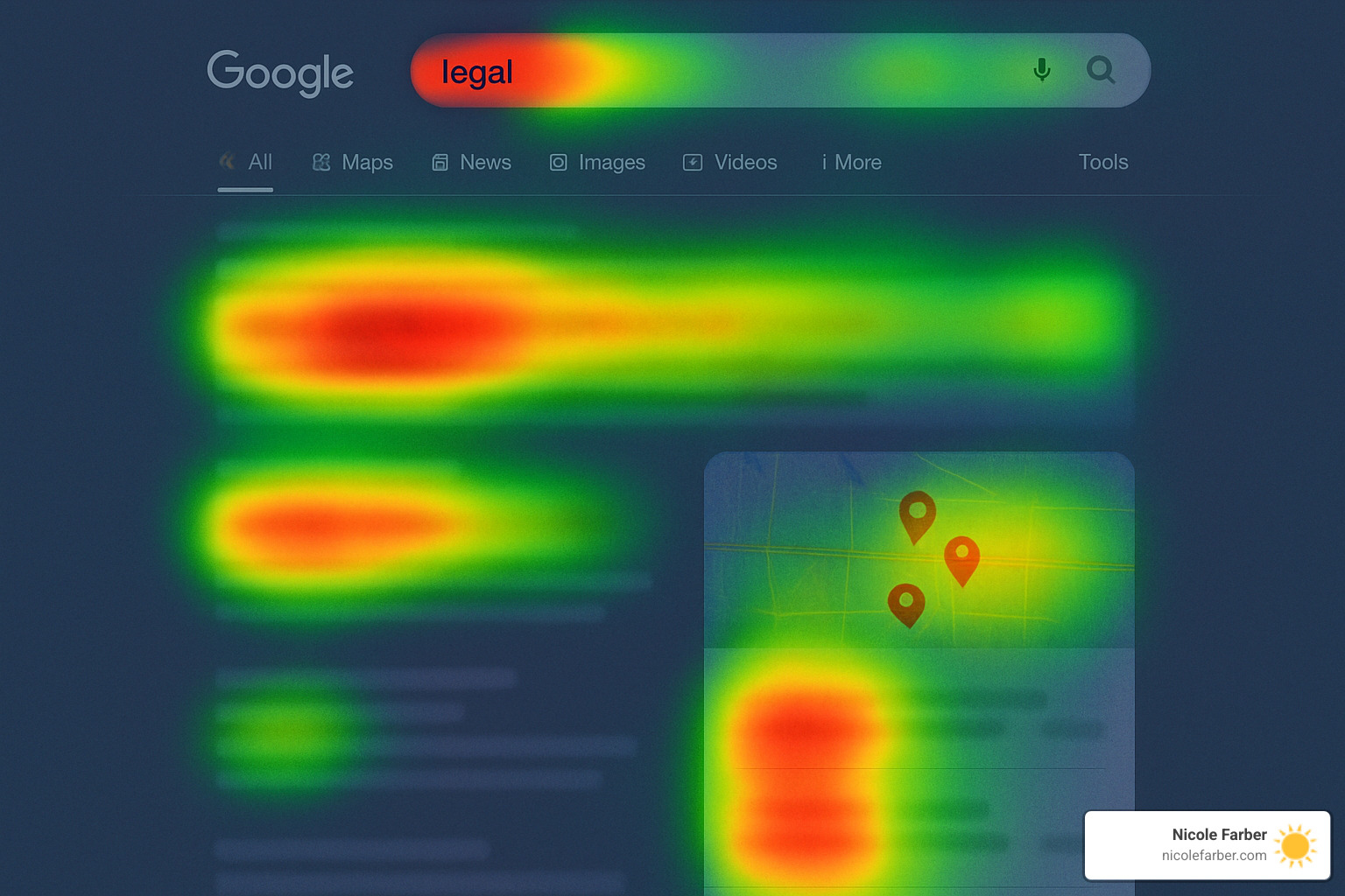 search engine results page heatmap showing where users click most - client acquisition for lawyers