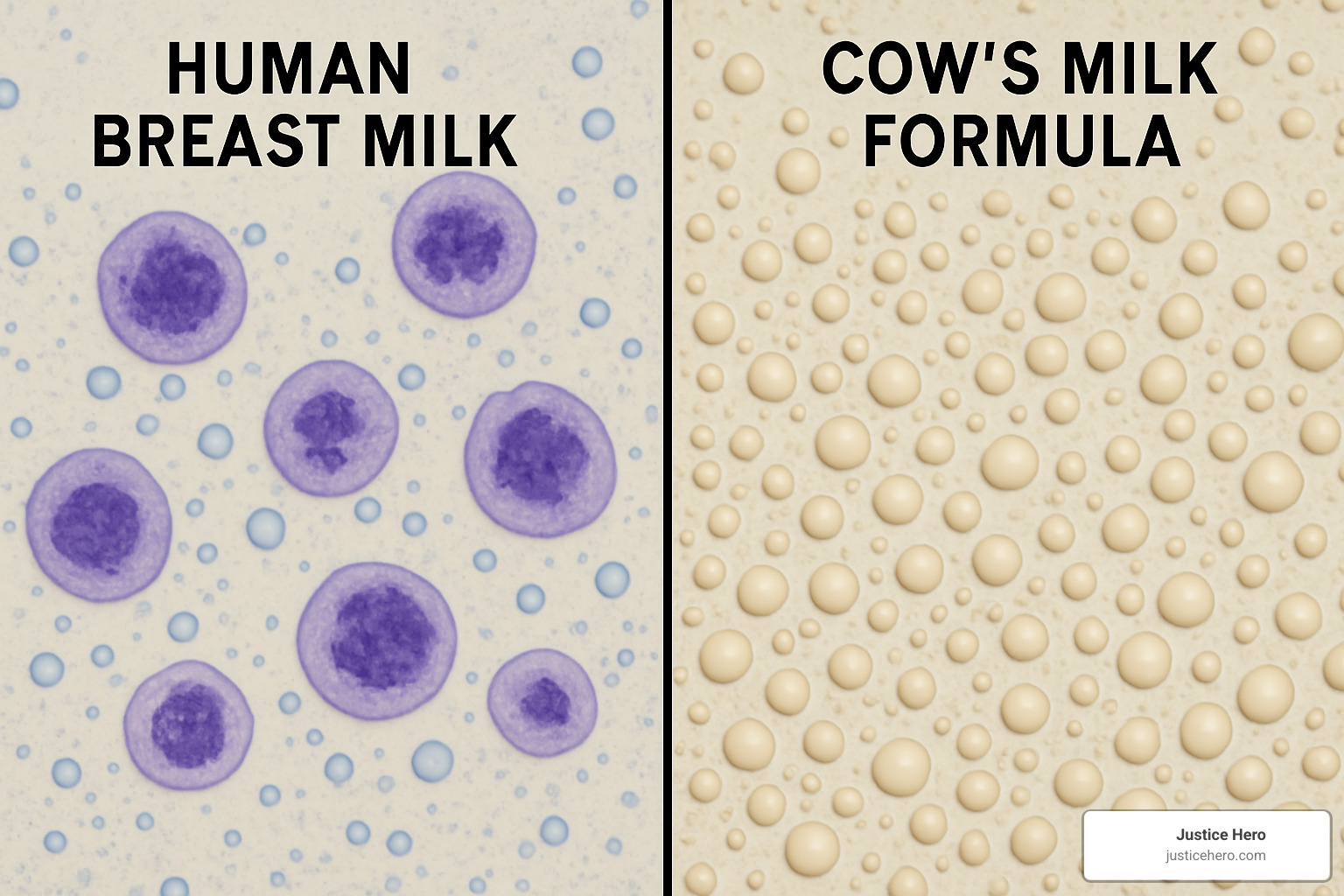 comparison of human milk versus cow's milk formula under microscope - nec infant formula