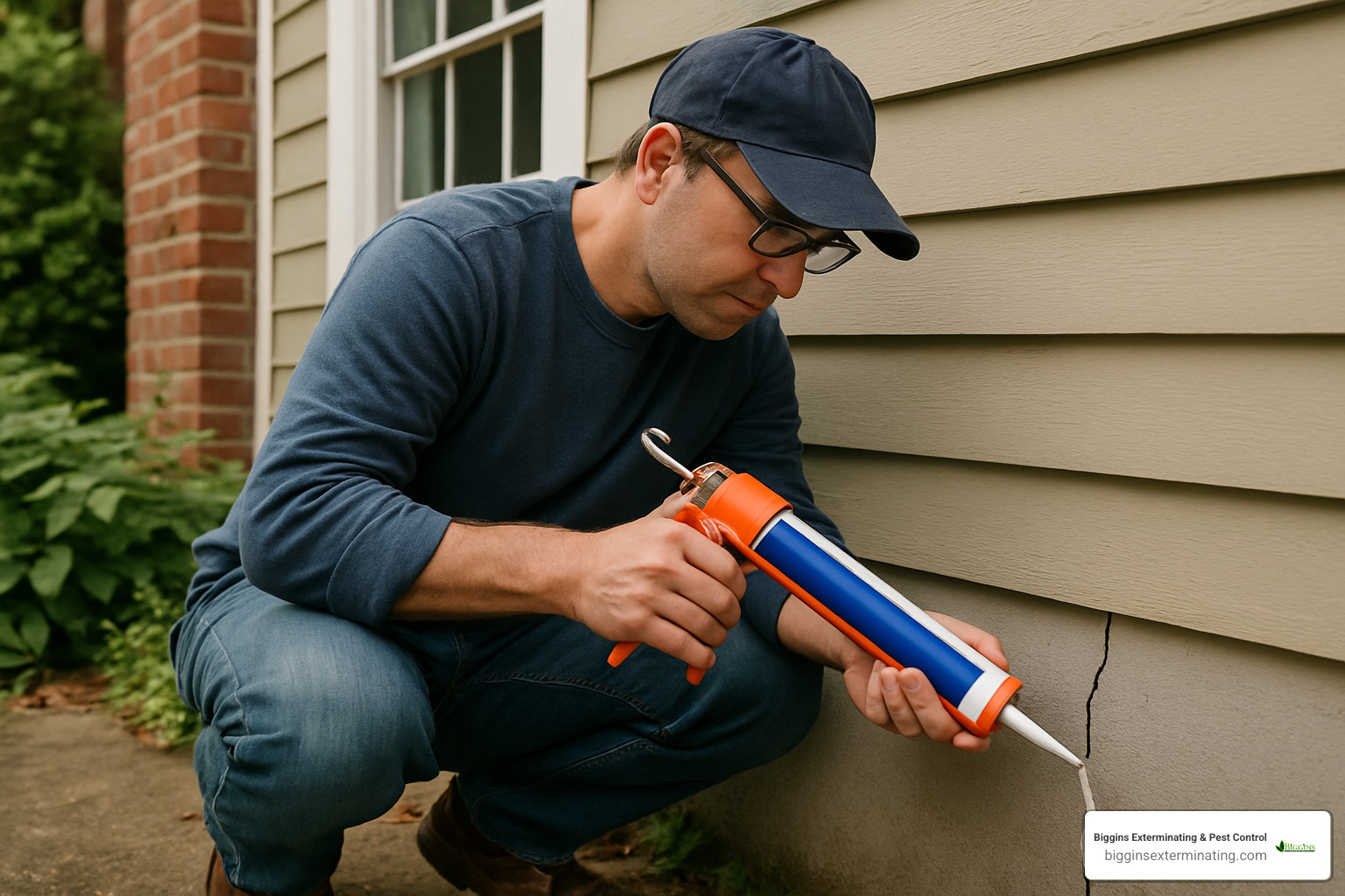 homeowner sealing foundation crack - ant exterminator lexington ma