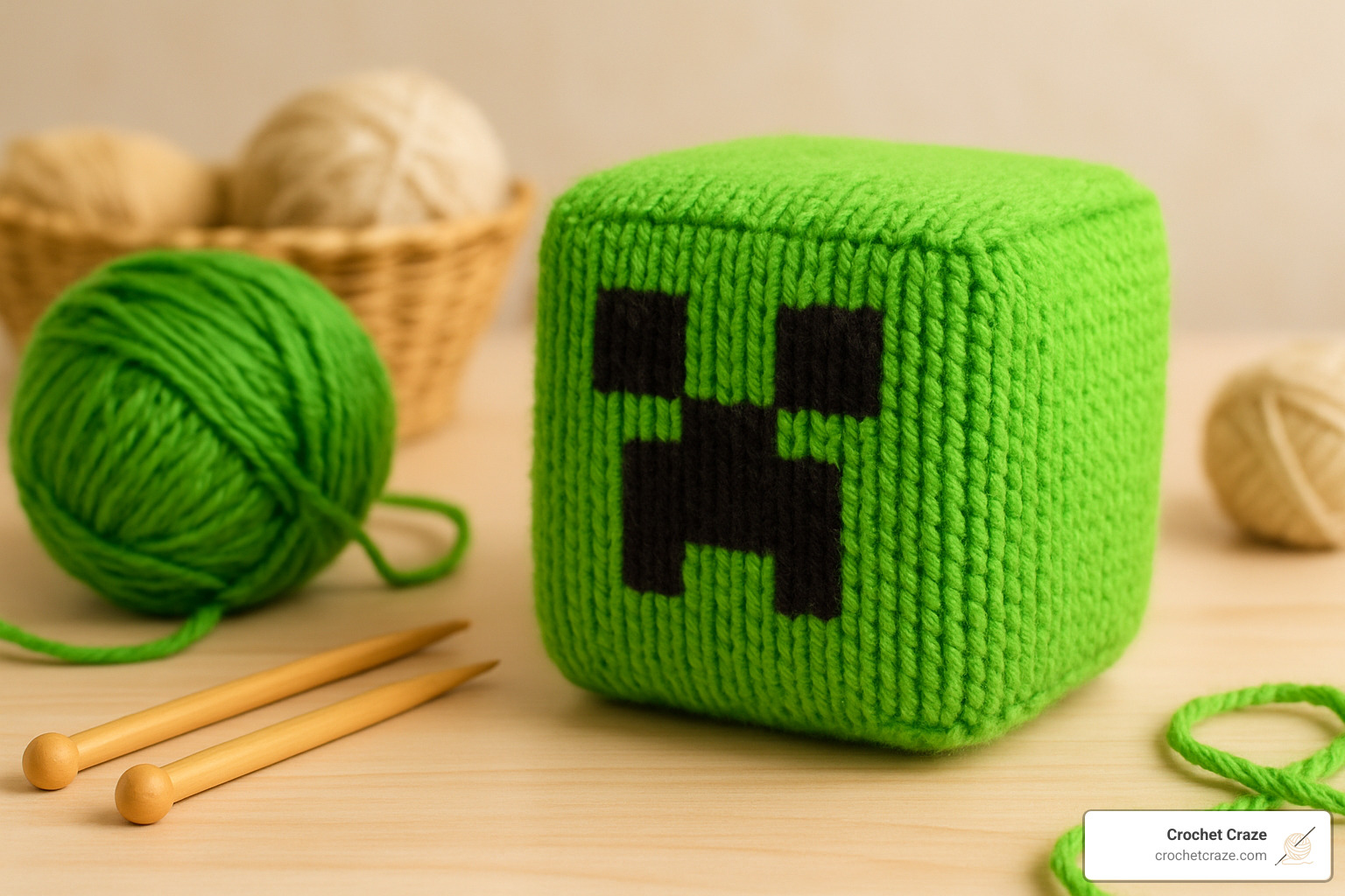 knitted minecraft creeper toy - minecraft knitting patterns