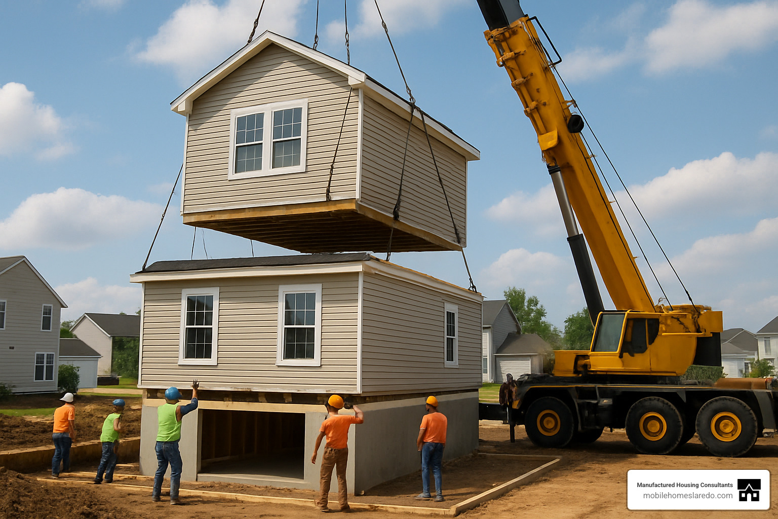 Crane setting modular home sections onto foundation - modern modular home designs Crane setting modular home sections onto foundation - modern modular home designs