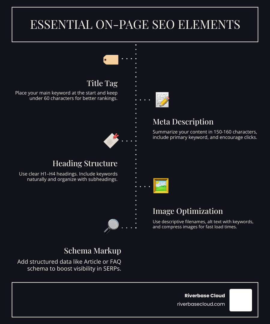 Comparison of essential vs. nice-to-have SEO elements - SEO content creation infographic infographic-line-5-steps-dark