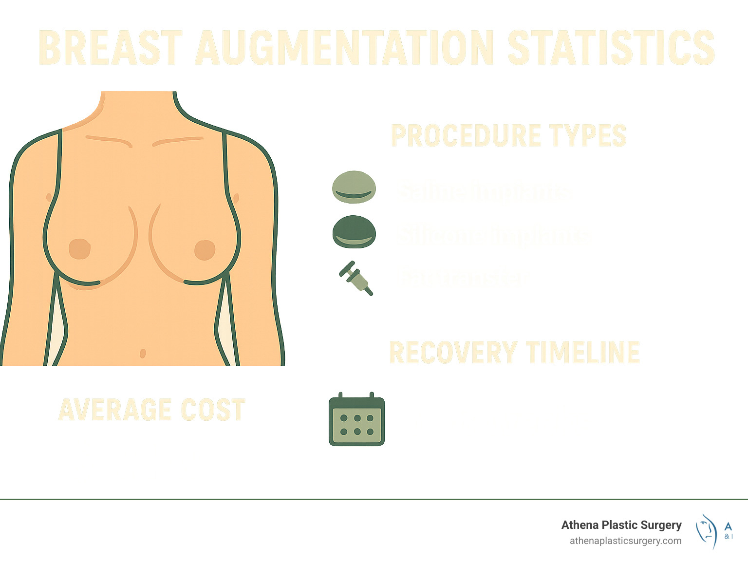 Boobs Job Breakdown – Implants, Costs, and Considerations 1 Breast augmentation statistics showing procedure types, recovery timeline, and average costs - boobs job infographic