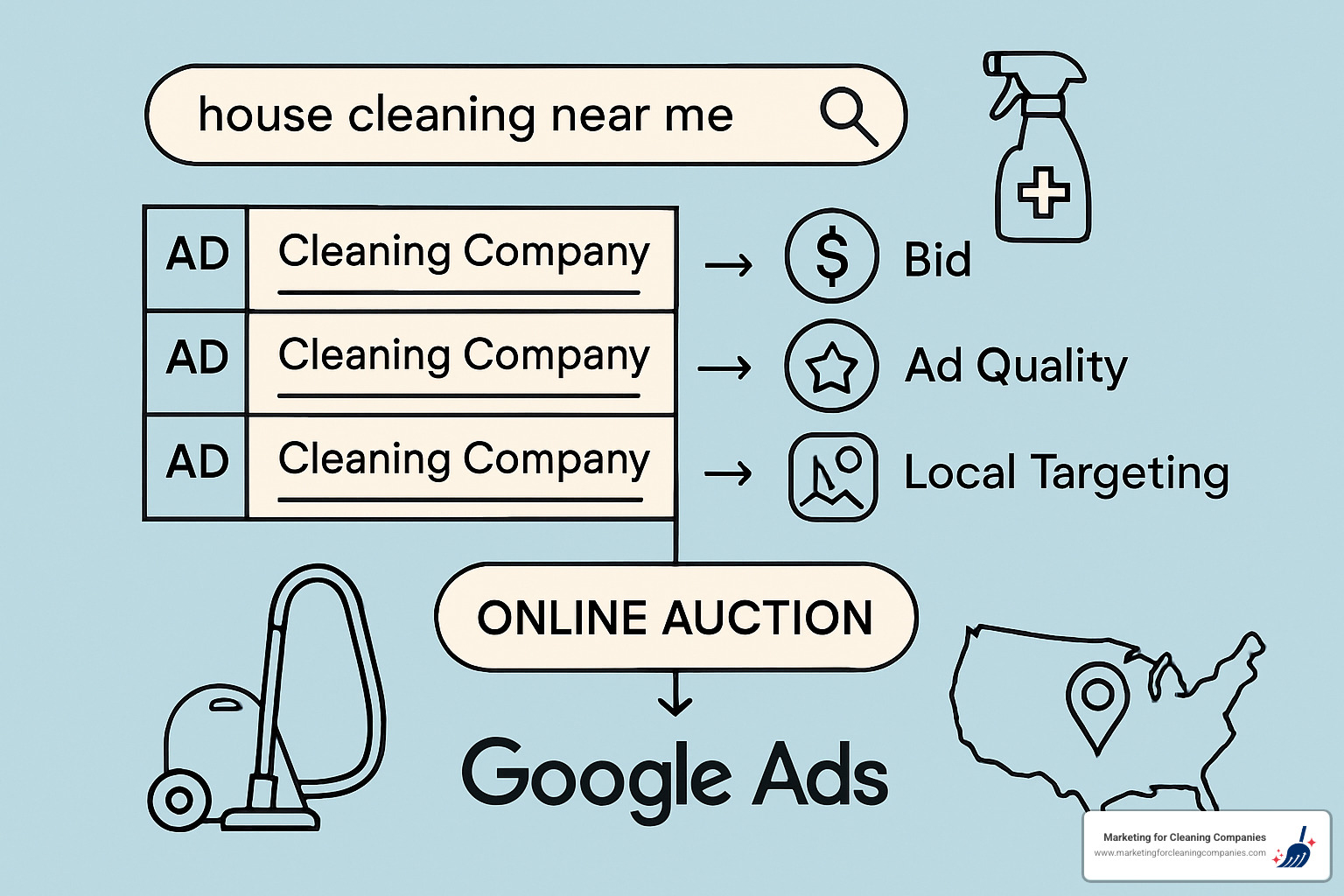 Google Ads auction model for cleaning services Google Ads auction model for cleaning services